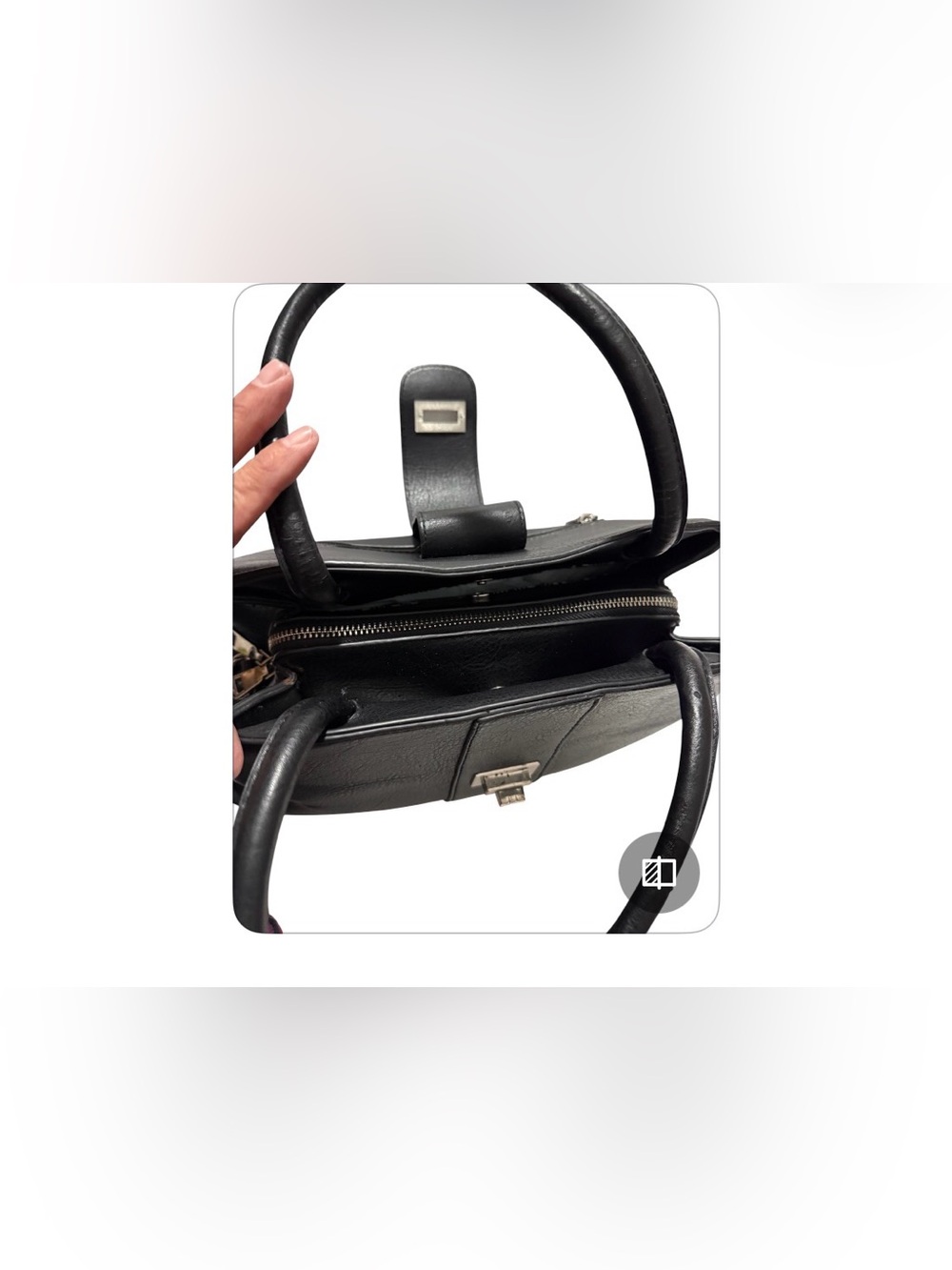 Marc New York by Andrew Marc Black Structured Satchel Handbag Work Bag - Picture 7 of 10